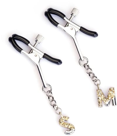 Liebe Seele - Tepelklemmen met Letterhangertjes S en M - Zilver