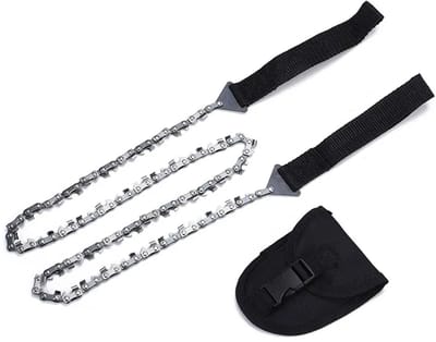 Zakkettingzaag 3x sneller - Handzaag met ketting - Beste compacte opvouwbare handzaag voor uw survivaluitrusting, kamperen, jagen, boomkappen of noodpakket. Vervangt uw snoeizaag en stokzaag (zwart)