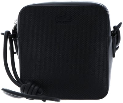 LACOSTE Leren Schoudertas Avondtas Chantaco Square Crossover Bag Noir Zwart