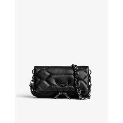 Zv vleugeltas, dameshandtas met hete strass-borduurwerk op lamsleer, schoudertas, crossbody tas, clutch, enveloppentas. black