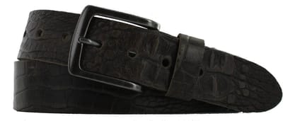 Leren Riem Krokoprint | 4cm breed | Riemmaat: 95cm (totale lengte: 110cm) | 100% echt leer | Kleur: donker grijs | Nikkelvrije gesp