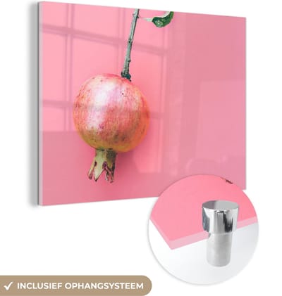 MuchoWow® Glasschilderij 40x30 cm - Schilderij acrylglas - Planten - Zomer - Roze - Foto op glas - Schilderijen