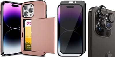 Hoesje met Pasjeshouder geschikt voor iPhone 15 Pro - Privacy Screenprotector FullGuard & Camera Lens Screen Protector Zwart - Back Cover SlideCase Roségoud