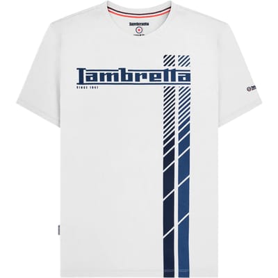 Lambretta Heren Racing Stripe T-shirt (Wit/Navy/Donkerblauw)