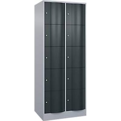 C+P Resisto lockerkast, 2 vakken, 10 vakken, B 772 x D 640 x H 1950 mm, blank aluminium/antraciet grijs