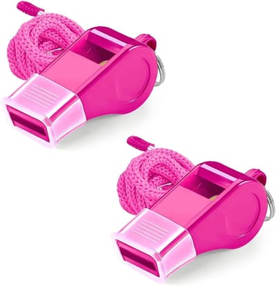 Sportfluit voor Scheidsrechters - 2 Stuks Geluidssterke Plastic Fluiten met Koord voor Trainers, Leraren en Redders (Roze)