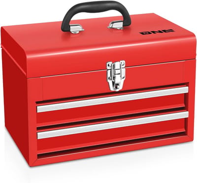 14 Inch Draagbare Gereedschapskist met 2 Laden en Top Opslag - Toolbox voor Huishoudelijke en Reparatiewerkplaats