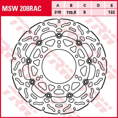 Remschijf TRW MSW208RAC, 1 Stuk