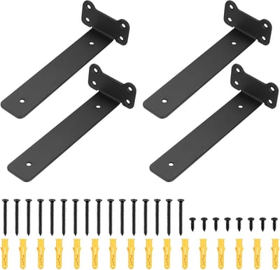 Stevige Wandplank Steunbeugels, 4 Stuks 20cm, Zwarte Metalen L-Beugels voor Wandplanken, Ideaal voor Opslag en Decoratie