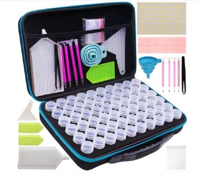 HMWR Diamond Painting Opbergdoos – Sorteerdoos met 60 Schroefdop Potjes met Stickers - Inclusief Accessoires