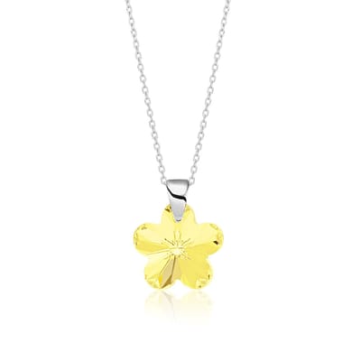 Montebello Ketting Flower BZ94 - 925 Zilver Gerhod. - Swarovski - Ø14mm - 45cm