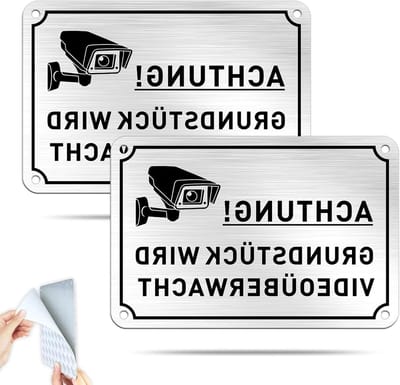 2 stuks videobewaking bord aluminium privéperceel met plakband, dit perceel wordt videobewaking plaat/videobewaking stickers 15 × 10