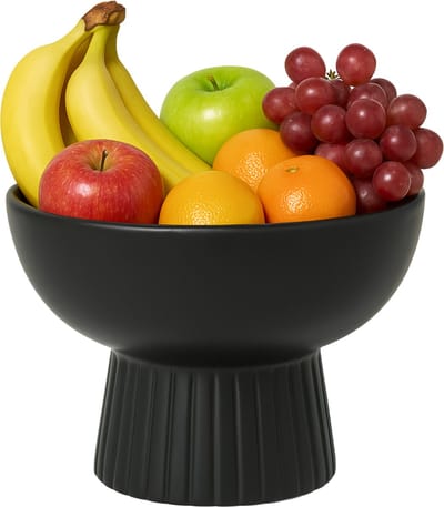 OTIX Fruitschaal - Fruitmand - Decoratieschaal - Ornament - Bowl - 22x14cm - Zwart - Keramiek - ONYX