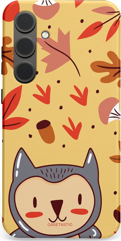 Casetastic hoesje geschikt voor Samsung Galaxy S24 Plus - Dubbellaagse bescherming - Uil in het woud - Fashion Case - Goud Terracotta Zand Rood