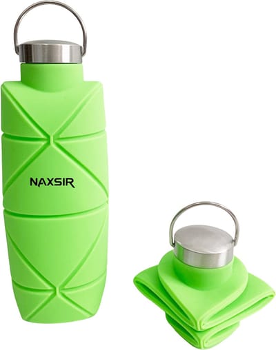 NAXSIR Opvouwbare Silicone Waterfles met Handvat & Draagkoord - Lichtgewicht, Lekvrij & Compact - Ideaal voor Sport, Reizen en Outdoor - 750ml