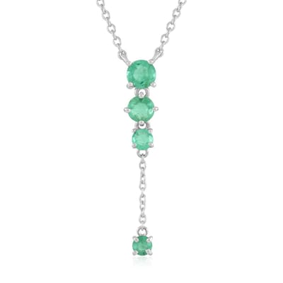 Cavill - 925 Sterling Zilver Ketting - Platina Verguld - 0,76 ct Colombiaanse Ronde Smaragd - Tijdloze Elegante Halsketting