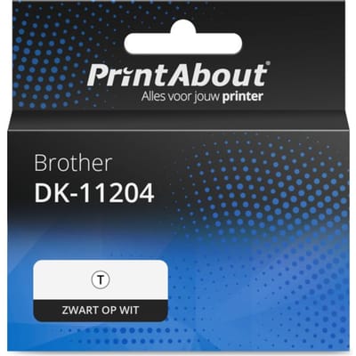 PrintAbout huismerk Etiket DK-11204 Zwart op wit (17 mm x 54  mm) Geschikt voor Brother