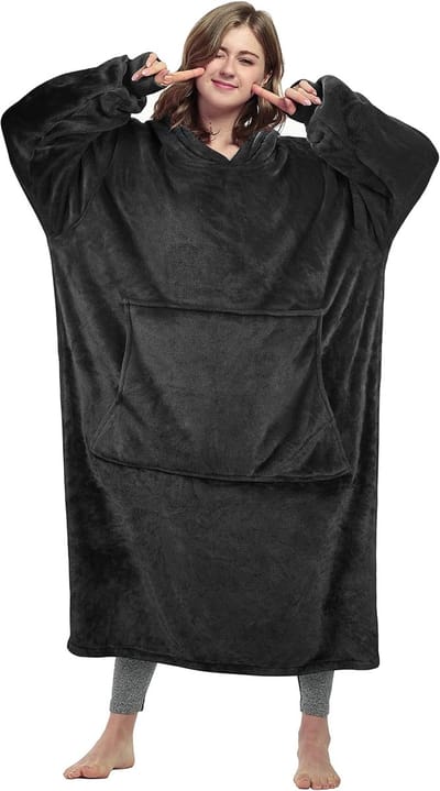 Extra grote fleece capuchondeken voor volwassenen en kinderen - Zacht en comfortabel, Draagbare hoodie deken met capuchon