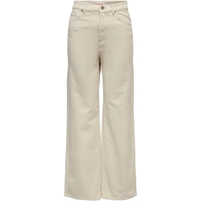 Only beige dames broek   Wide leg fit   5-Pocket zakken   Rib patroon   Knoopsluiting Beige 38/32