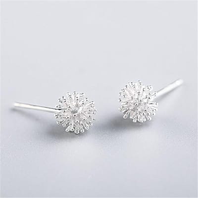 Boucles d'oreilles à tige hypoallergéniques en forme de pissenlit pour femmes, bijoux tendance couleur argent, pour filles et enfants, Brincos Dz714 white