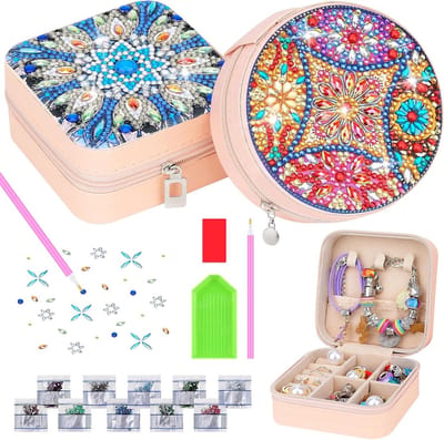 Creatieve Diamant Schilderen Sieraden Doos Set voor Meisjes van 7 tot 12 Jaar - 2 Stuks, Perfecte Knutselcadeaus voor Kinderen en Volwassenen
