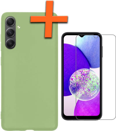Hoes - Met Screenprotector - Geschikt voor Samsung Galaxy A14 - Sterk & Shockproof - Back Cover - Siliconen Case - Telefoon Hoes - Groen