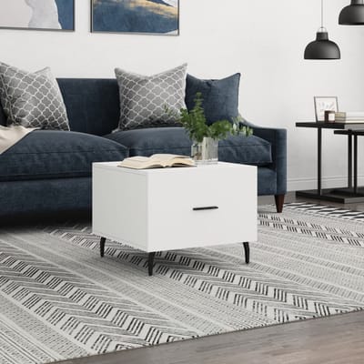 vidaXL - Salontafel - 50x50x40 - cm - bewerkt - hout - wit