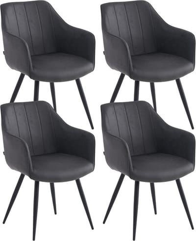 Colenis® - Verto Eetkamerstoel - Set Van 4 - Antraciet - Microfiber Stof - Microvezel - Industrieel
