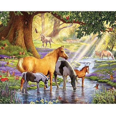 5D DIY Diamond Painting Paarden Borduren Kruissteek Strass Mozaïek Home Decor 20X30CM beige