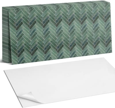 Coloray Plaktegels - 3D visgraatpatroon Zelfklevende Wandtegels - 40 cm x 20 cm - Groente Plaktegels - 10 stuks - Rechthoek PVC Tegels - Plaktegels Badkamer - Vloertegels Zelfklevend - Vinyl Tegels Zelfklevend - Portugese Tegels