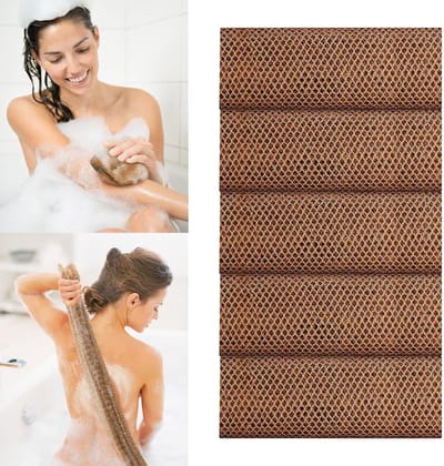 Net Badspons - Douche Scrubber - Huid Peelen - Maakt Fijn Schuim - 5 Stuks - Koffie