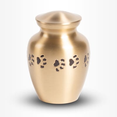 Dieren Urn Hond Middel 400 ml Goudkleurig Zwart Pootjes - Dieren Urn voor As Crematie - Urn Hond - Urn Kat