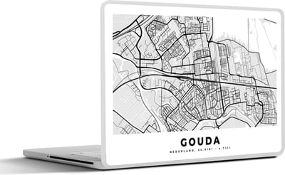 Laptop sticker - 11.6 inch - Kaart - Gouda - Nederland - 30x21cm - Laptopstickers - Laptop skin - Cover