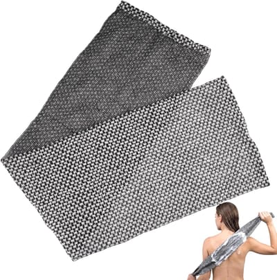 Exfolierende Antibacteriële Douchehanddoek - Zwart - 100 x 23 cm - Dubbelzijdig en Herbruikbaar - Voor Grondige Huidverzorging
