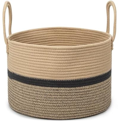 Opbergmand Katoenen Touw 32L - Geweven Wasmand met Handvat en Opvouwbaar Design voor Kleding en Speelgoed