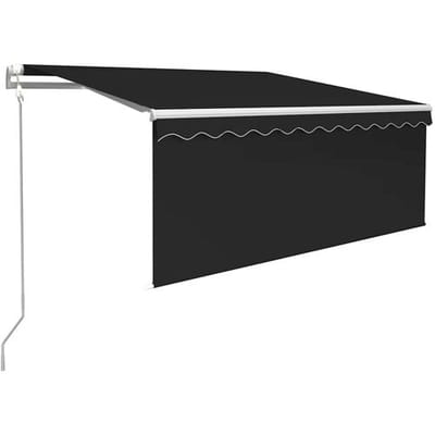 vidaXL - Luifel - met - rolgordijn, - LED - en - windsensor - 3,5x2,5 - m - antraciet
