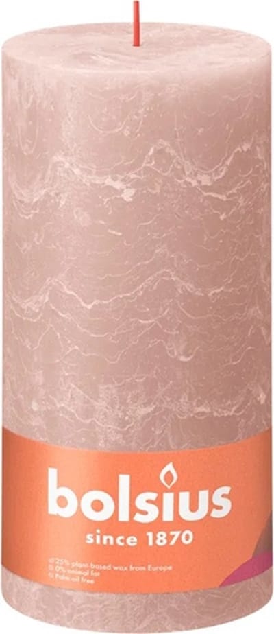 4 stuks Bolsius poeder roze rustiek stompkaars 200/100 (125 uur) Misty Pink