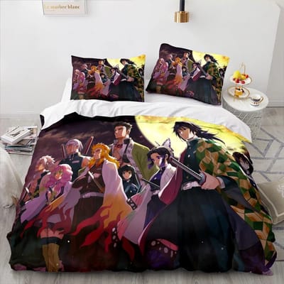 Demon Slayer Beddengoed Set Eenpersoons Twin Volledig Queen King Size Anime Kawaii Bedset Aldult Kind Slaapkamer Dekbedovertrek Sets 3D AU Single 140x210cm