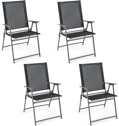 Set van 4 Inklapbare Tuinstoelen met Hoge Rugleuning voor Balkon en Terras
