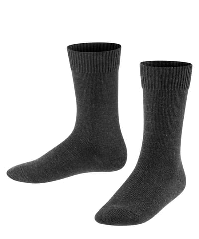 FALKE Comfort Wool eenkleurig wol sokken kinderen grijs - maat 23-26