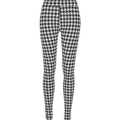 Urban Classics - Soft AOP blackhoundstooth Legging - XS - Zwart/Wit