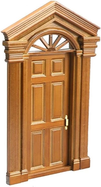 Miniatuurdeur - Poppenhuisdeur Hout - Poppenhuis Decoratie - Simulatie 1:12 Schaal - 14 x 22.5 cm - Houtkleur