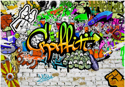 Fotobehangkoning - Behang - Vliesbehang - Fotobehang Graffiti - 150 x 105 cm