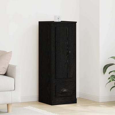 vidaXL - Highboard - Zwart - Eiken - 36 - x - 35.5 - x - 103.5 - cm - Bewerkt - hout