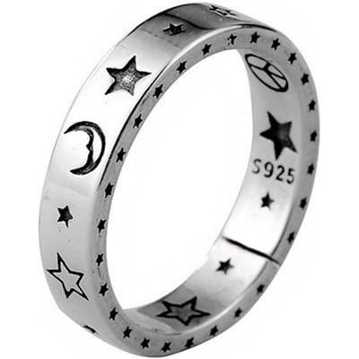 Bague ouverte en argent sterling 925 pour femme, anneau ouvert avec visage souriant, bijoux vintage de fête, cadeau Resizable gray