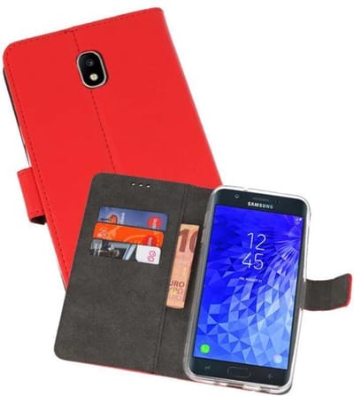 Booktype Telefoonhoesjes - Bookcase Hoesje - Wallet Case - Geschikt voor Samsung Galaxy J7 2018 - Rood