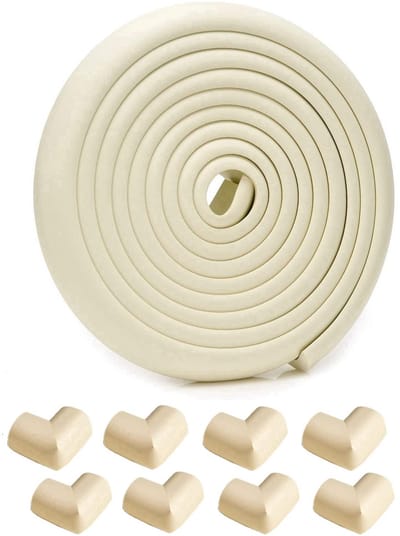 JeiibrZui 5 Meter Lange Randbescherming Voor Baby's - L-Vormige Kinderbeschermingsset - Zelfklevende Bescherming Voor Tafelhoeken En Muren - 8 Hoekbeschermers - Voor Meubels En Wiegen In Beige