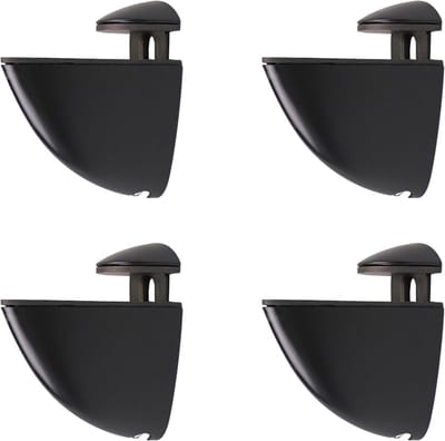 Verstelbare Glazen Plankhouders - 4 Stuks, Ideaal voor Wandmontage, Displaykasten en Glazen Planken (Zwart)
