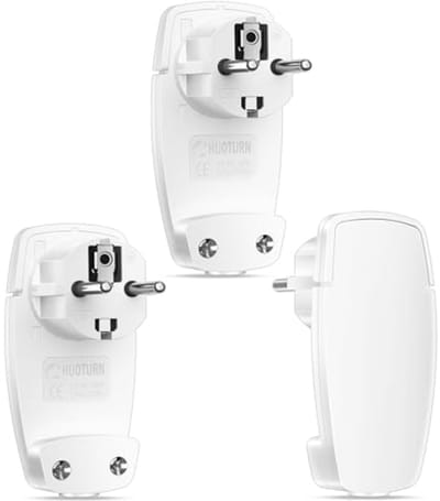 Witte Platte Stekkerset 3 Stuks met Opvouwbare Handgreep - Aardingsstekkers voor Kabels tot 1.5 mm²