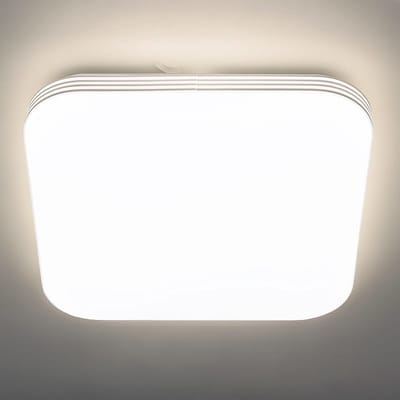 ADIS - LED Plafondlamp met Bewegingssensor- 28W - Daglicht Wit 4200K - 360° Zichthoek - Opbouw - Vierkant - Wit/chrome - IP44